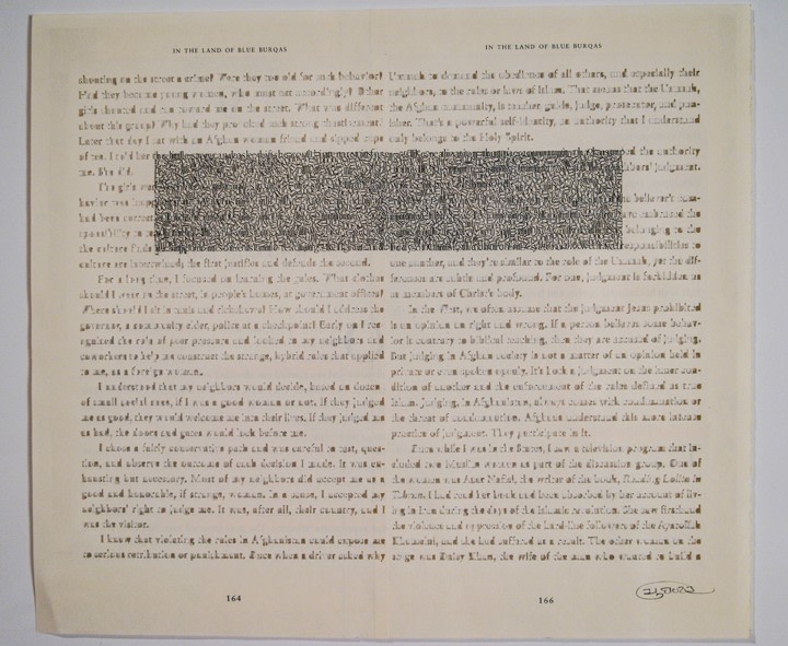 Youdhisthir Maharjan
In the Land of Blue Burqas
2017
Hand-cut text collage on reclaimed book pages
8.5 x 9.75 in.
$2,100