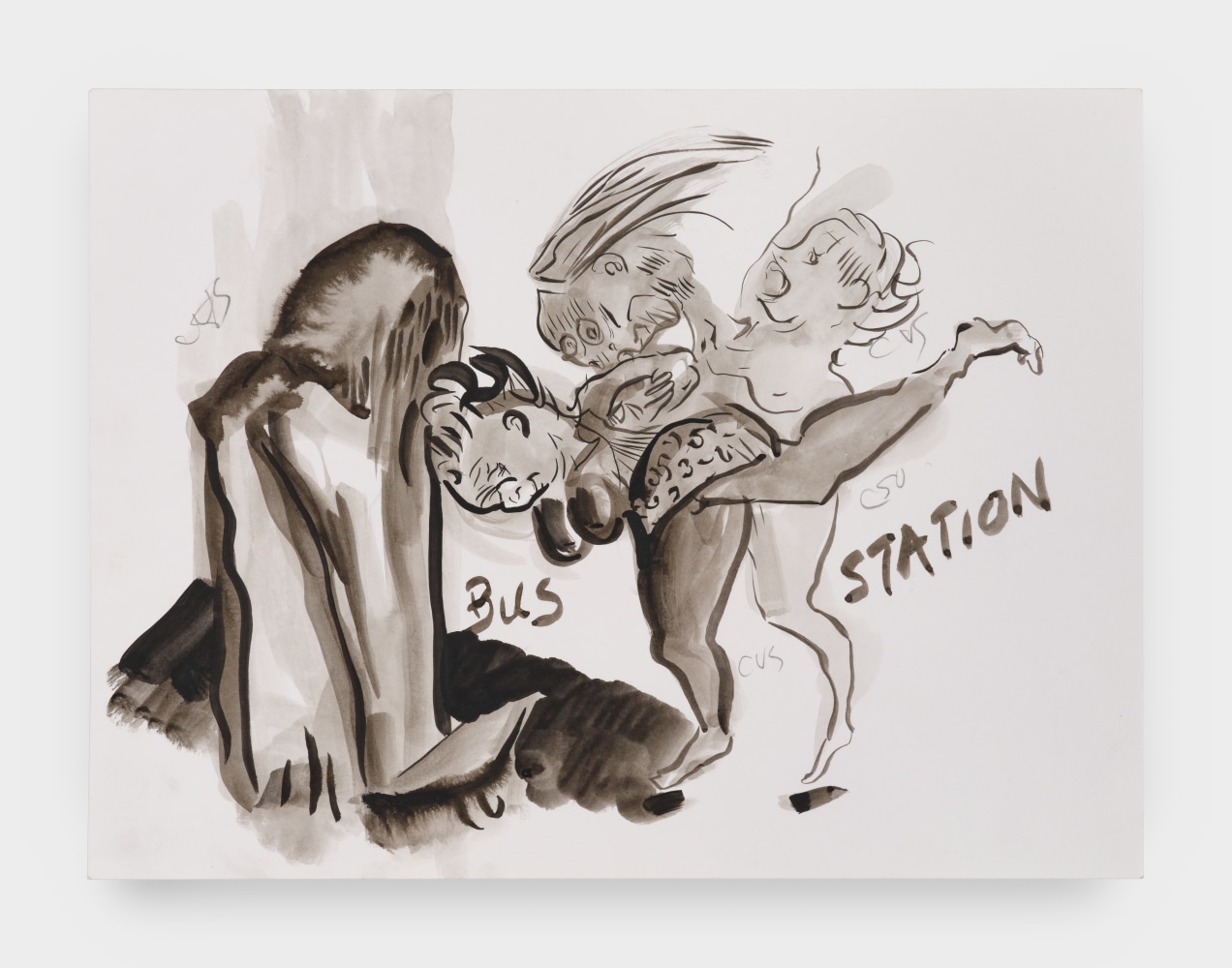 An ink drawing on paper by Asher Hartman.