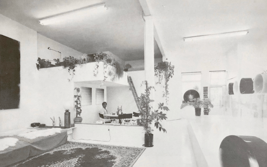 Fred Eversley in his Venice Beach studio, c. 1976
Original layout designed by Frank Gehry in 1967; Eversley added lofts in the early 1970s
Photo by Wayne McCall, sourced from Roland Jacopetti,&amp;nbsp;Rescued Buildings, Santa Barbara: Carpa Press, 1977
&amp;nbsp;