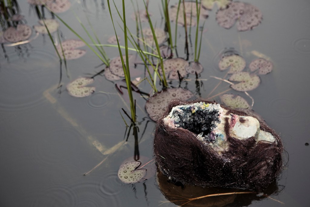 David Altmejd, Untitled 1 (Rabbit Holes), 2013, synthetic hair, acrylic paint, foam, epoxy clay, quartz, glitter, and clear protective coat, 12 5/8 x 11 3/4 x 9 1/2 inches&amp;nbsp;(32.1 x 29.8 x 24.1 cm)

Installation view, My Little Paradise, Middelheim Museum, Antwerp, May 26 &amp;ndash; September 15, 2013, Photo by by Joris Casaer, Courtesy of the Middelheim Museum