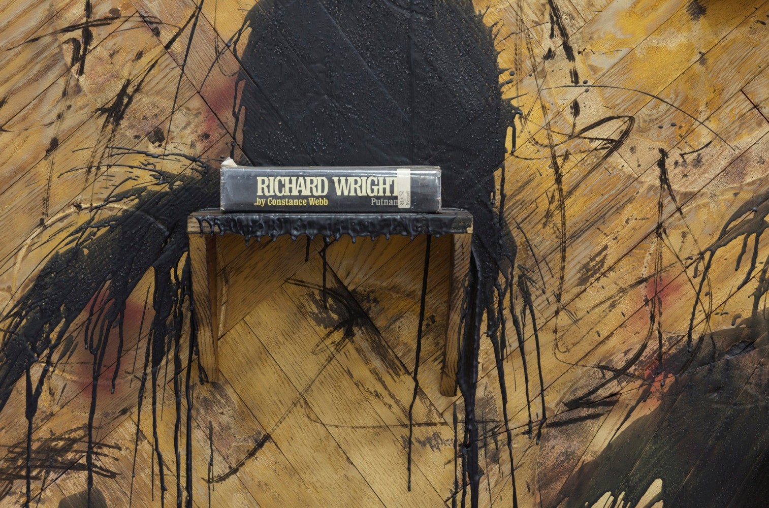 Rashid Johnson
Black Fire, 2014 (detail)
burned red oak flooring, black soap, wax, spray enamel, shea butter, and vinyl
78 x 100 x 10 1/2&amp;nbsp; inches
(198.1 x 254 x 26.7 cm)