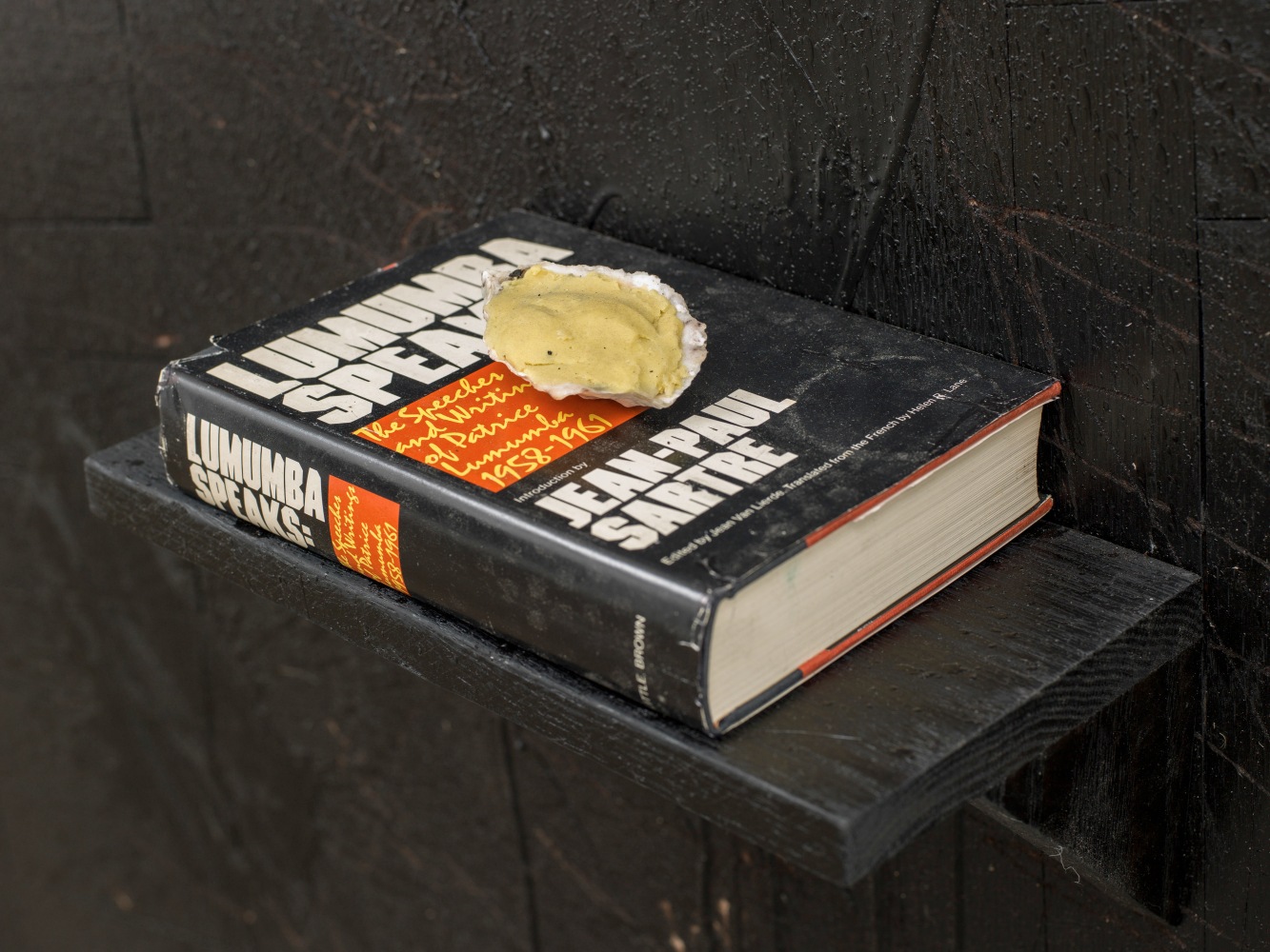 Rashid Johnson
2nd of December, 2012 (detail)
burned red oak flooring, black soap, wax, books, vinyl, oyster shell, and shea butter
72 x 96 1/2 x 10 inches
(182.9 x 245.1 x 25.4 cm)
Photo by Fredrik Nilsen Studio