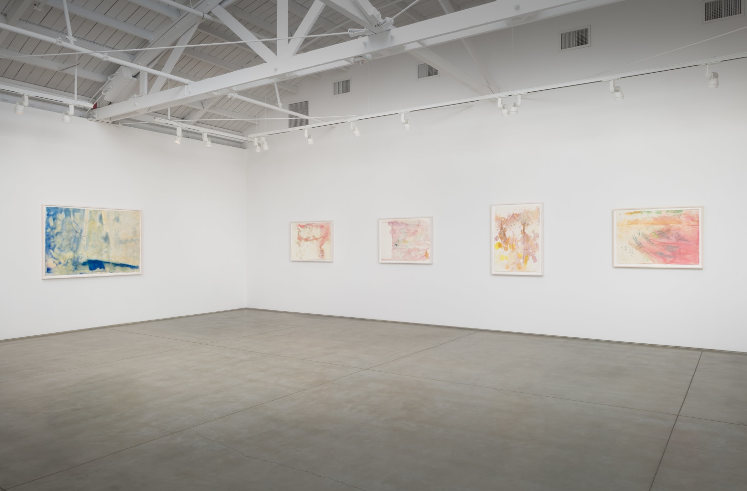 Installation view of Frank Bowling: Works on Paper, 2020 - 2023