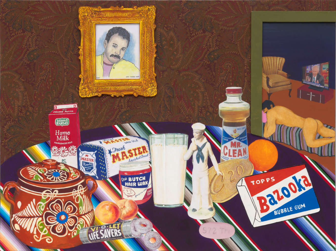 Still-Life with Cialis, Triumeq and a Drawing of my Friend Teddy Sandoval, 2023