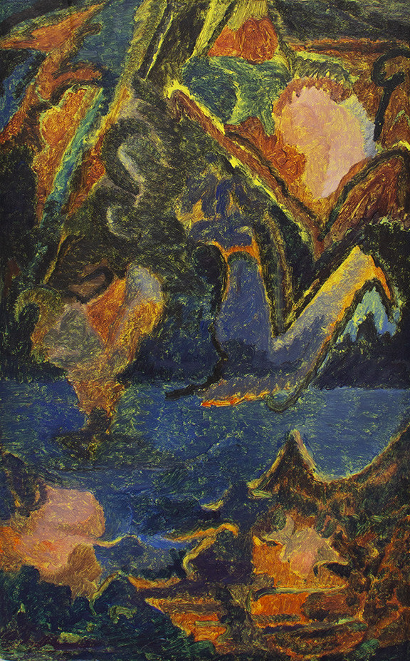 Untitled (Edge Crush 2), n.d.   Oil on cardboard 25 3/4 x 16 1/4 inches