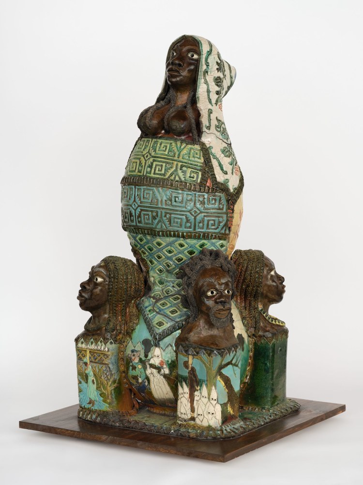 Akinsanya Kambon Lynching Series: Women like Ida B. Wells Raku fired ceramic 38 x 17 x 15 inches (wood base: 1 x 23 x 24 inches)