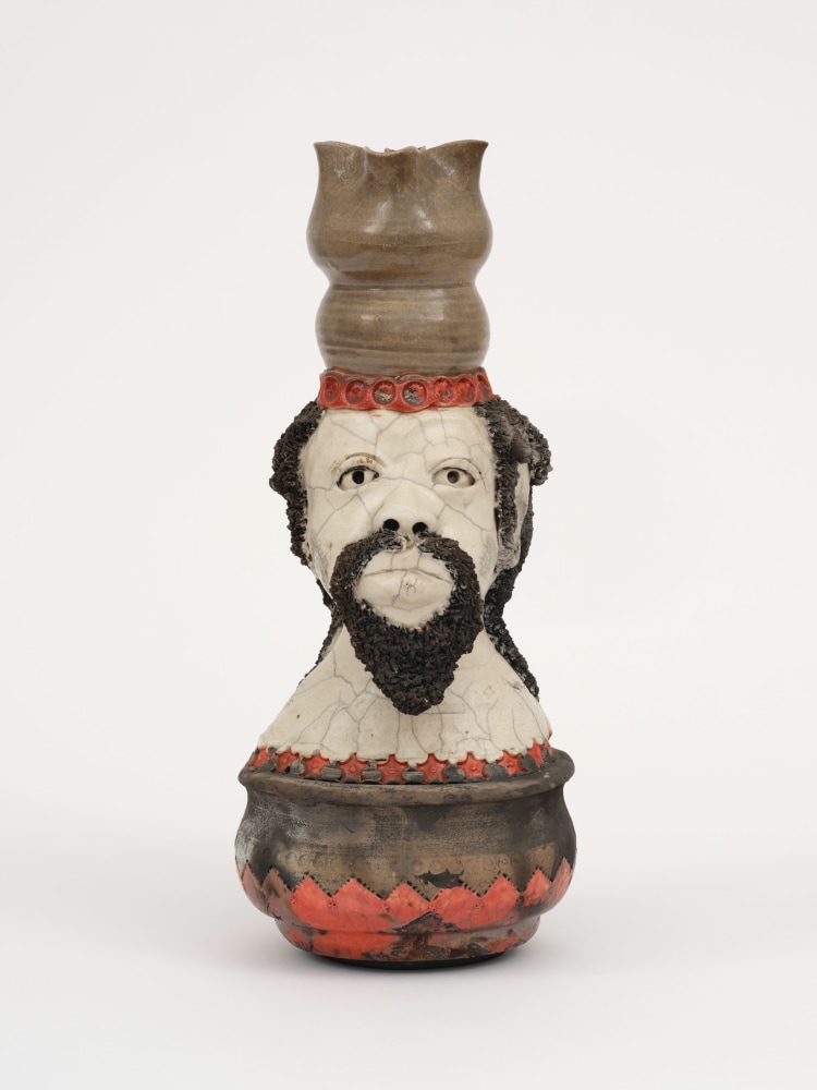 Akinsanya Kambon Libation Vessel (Orange/White) , 2010 Raku fired ceramic 16 x 7 1/4 x 7 1/4 inches