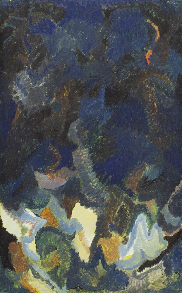 Untitled (Edge Crush), n.d. Oil on cardboard 26 x 16 1/4 inches