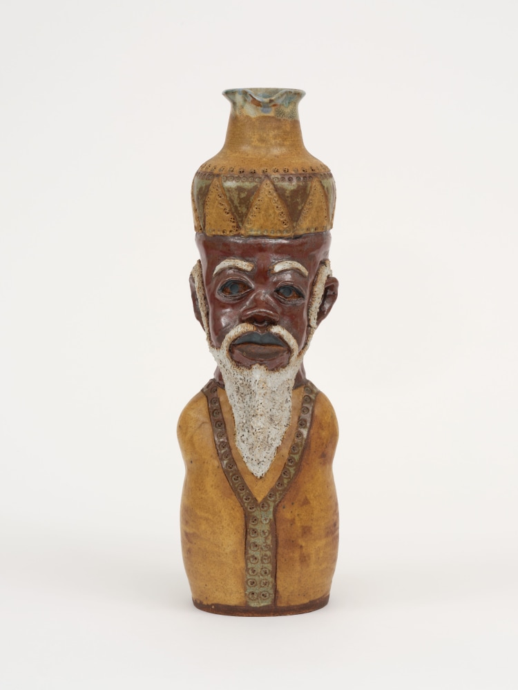 Akinsanya Kambon Libation Vessel (Man/Brown/Gold) , 1998 Raku fired ceramic 14 1/2 x 5 1/2 x 5 1/2 inches