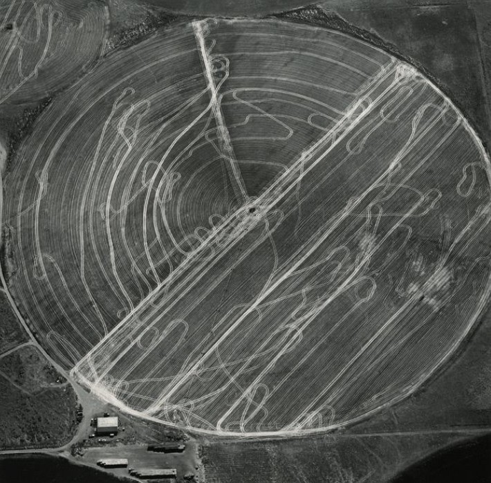 Harvest Traffic over Agricultural Pivot near Hermiston, Oregon, 1991