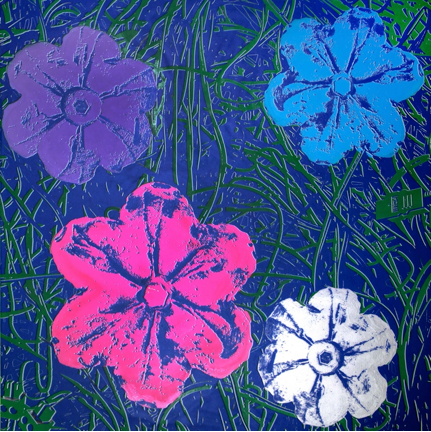 Rubem Robierb (1976), War-Hol Flowers (Blue and Green), 2016