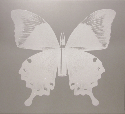 Rubem Robierb (1976), White Bullet Fly N-2 on Silver, 2015