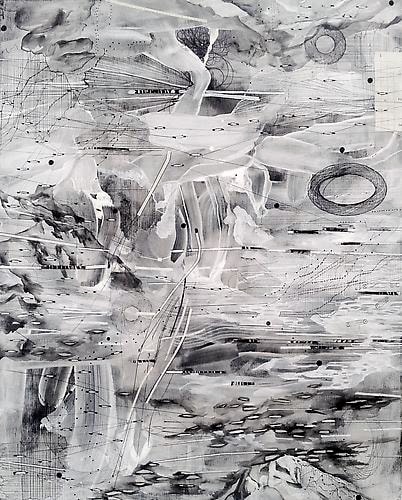 AMY SCHISSEL | ALTO TERRA 2 | PLASTER, ACRYLIC, INK, GRAPHITE, PAPER ON WOOD | 20 X 24 INCHES | 2014