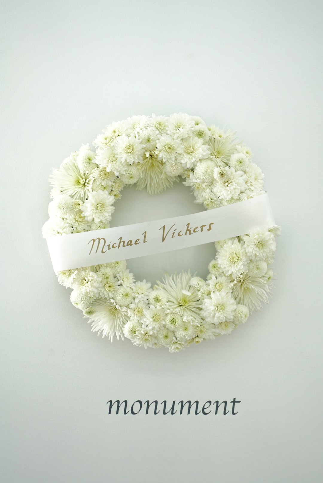 MICHAEL VICKERS | WREATH&nbsp;| FLORAL WREATH AND BANNER | 24 X 24 X 5 INCHES&nbsp;| 2017