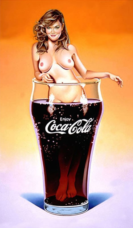Mel Ramos' The Pause that Refreshes print in coca cola glass