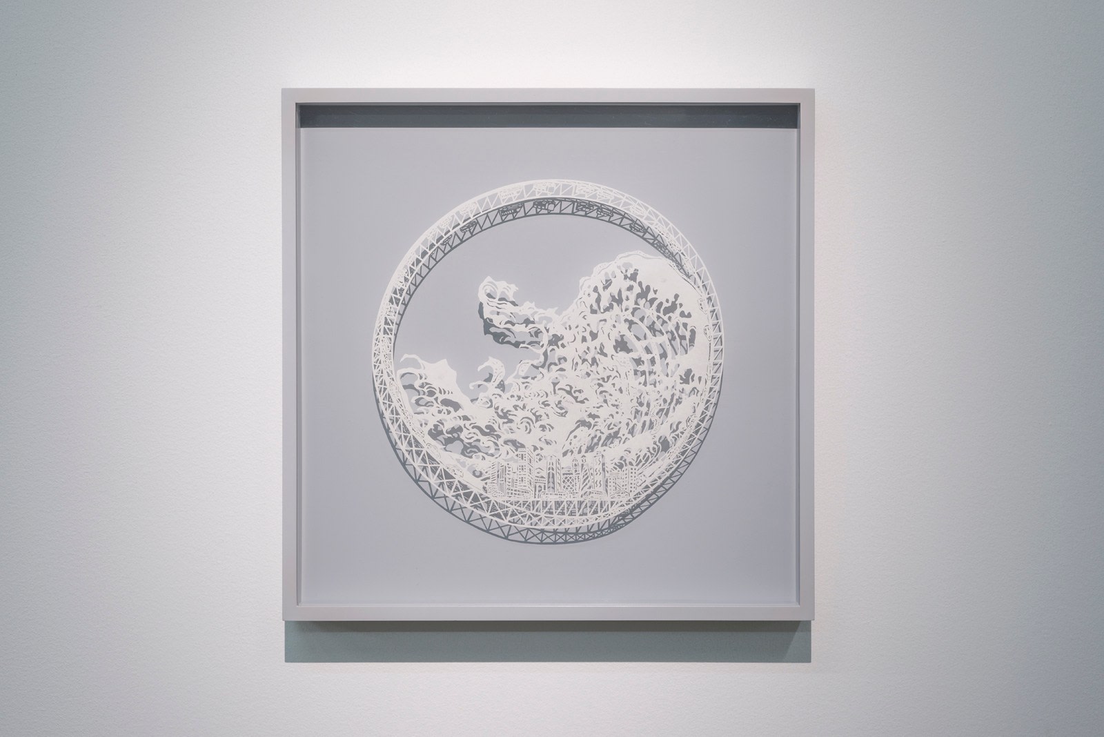 Ring - The Big Wave Surfer, 2015, Cut paper, Chinese xuan (rice) paper on silk