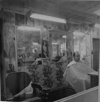 PIN-UP COLLECTION AT A BARBER SHOP, N.Y.C., 1963