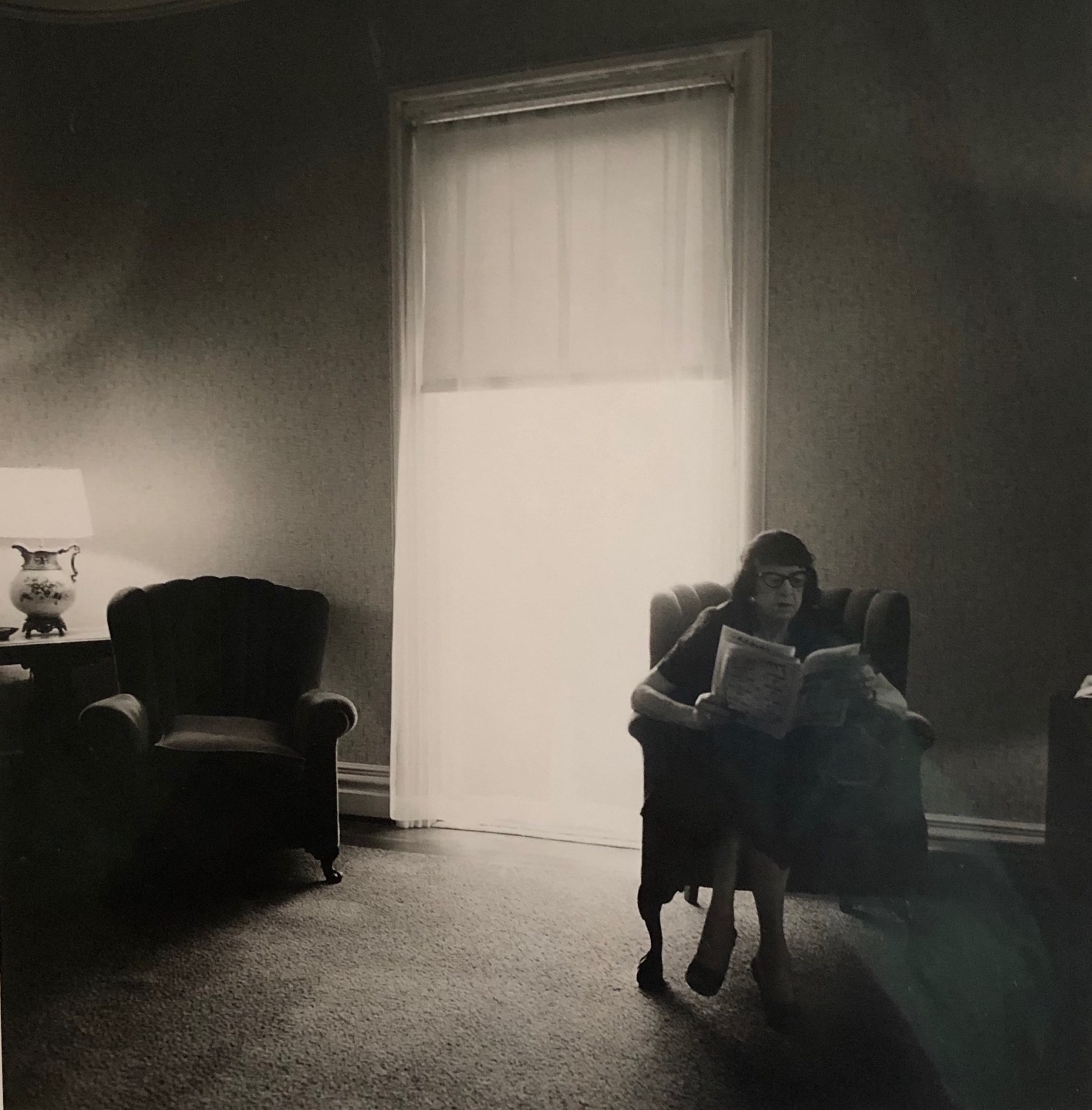LADY IN A ROOMING HOUSE PARLOR, ALBION, NY, 1962