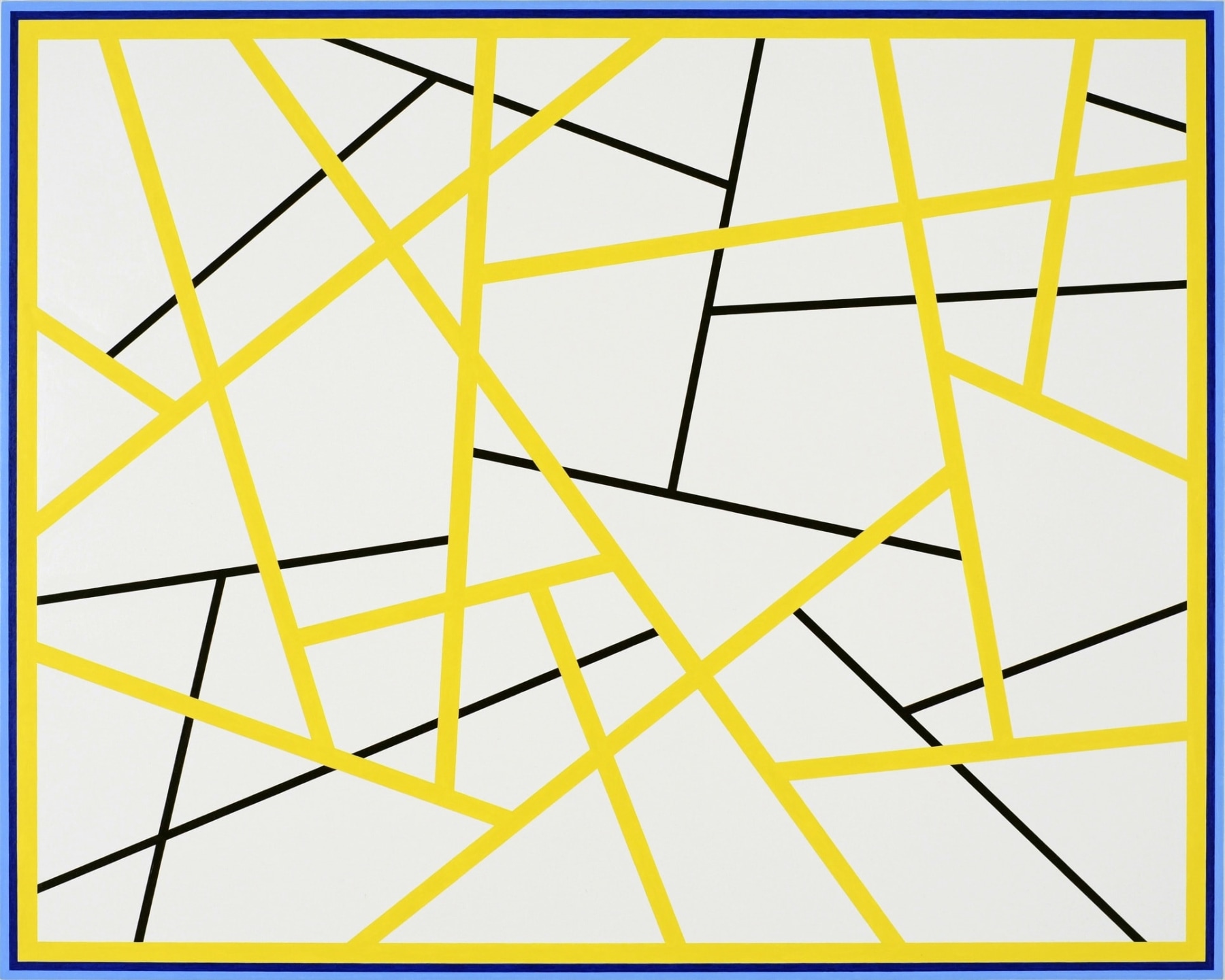 Cary Smith Straight Lines #9 (yellow-black), with blue border, 2015