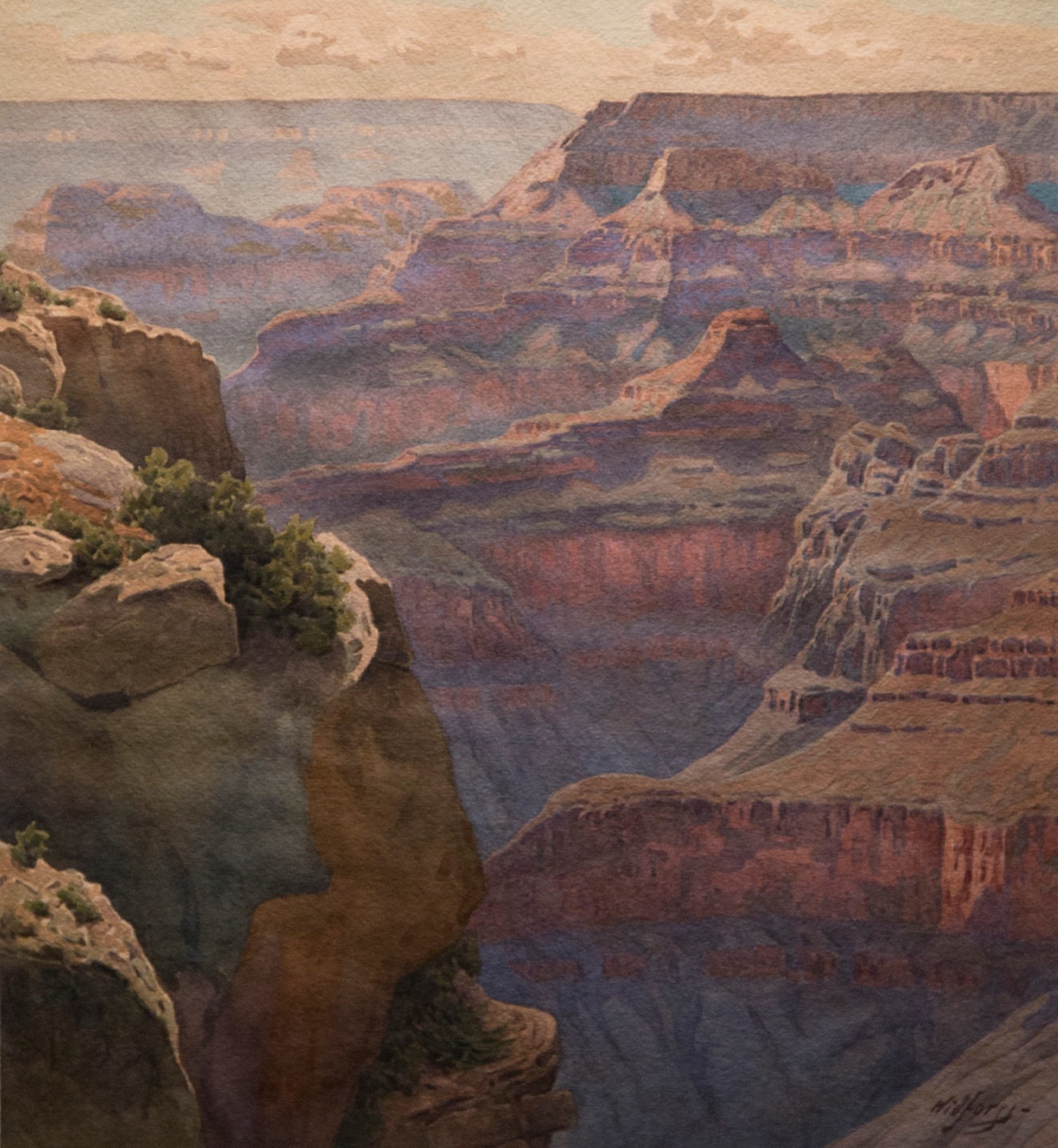 Gunnar Widforss, View of Hopi Point on the west rim of the Grand Canyon, Grand Canyon National Park, Western art, watercolor