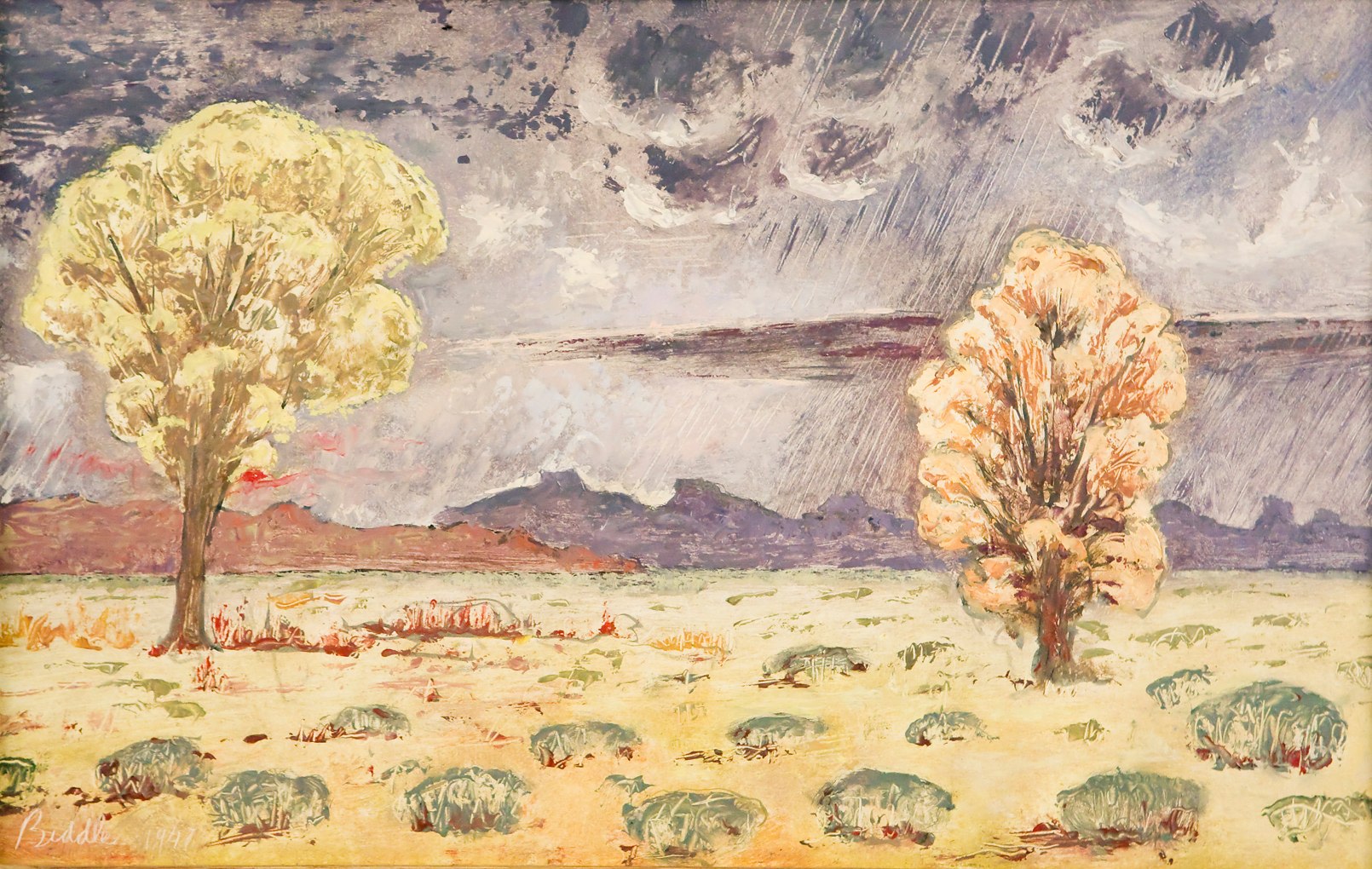 George Biddle, Mesquite and Sycamore: Valley of the Virgin River, Utah, WPA, david dee fine arts,