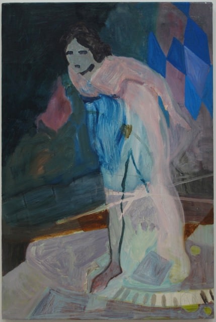 Painting, woman bending over