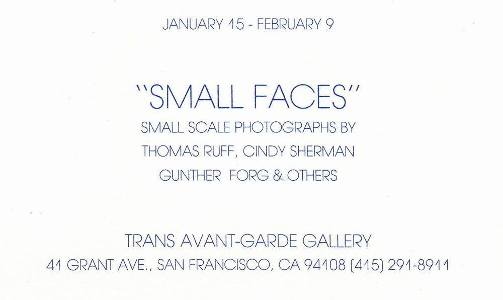 Invitation to exhibition at&nbsp;Trans-Avant Garde Gallery, 1991