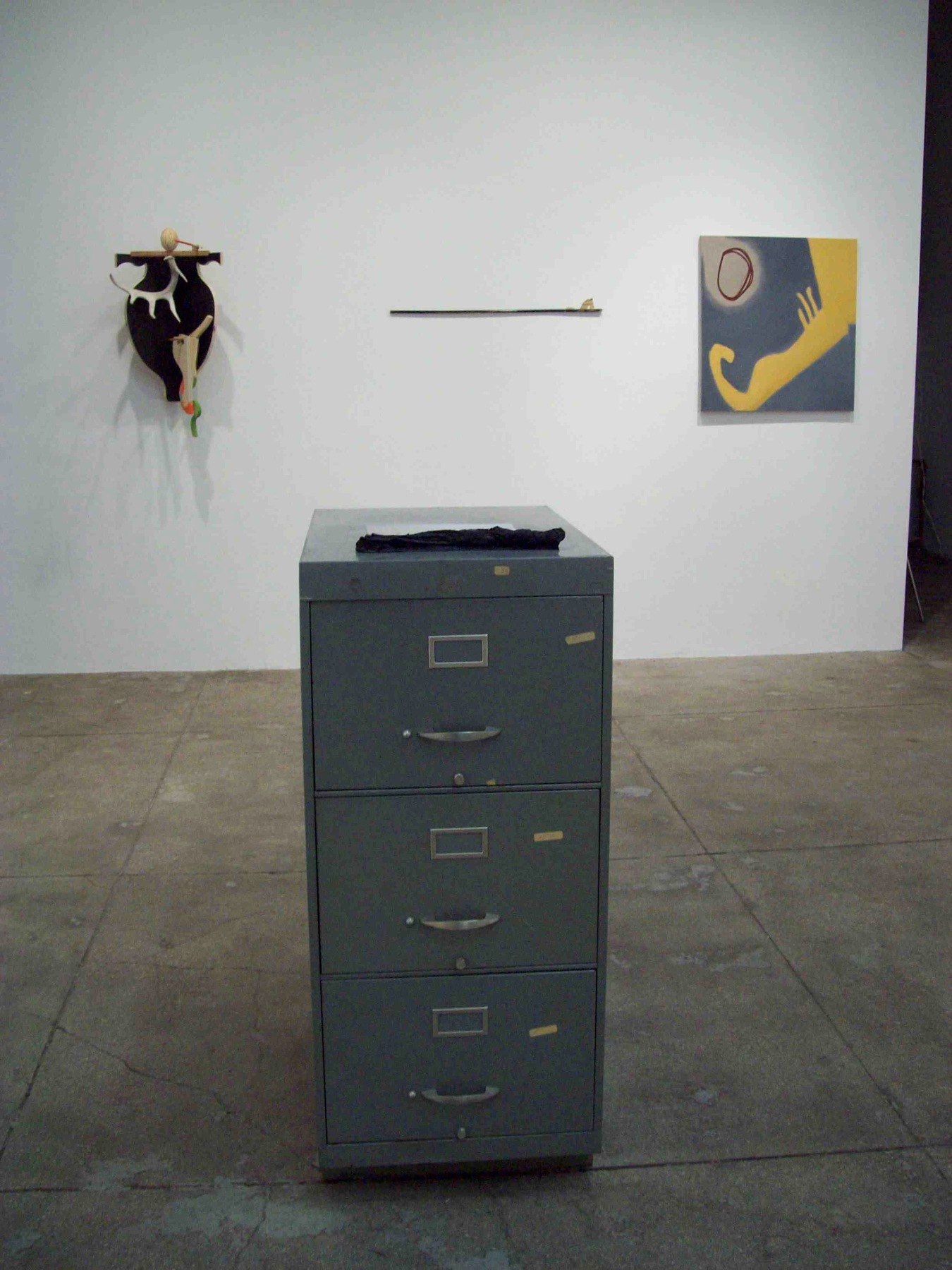 File cabinet, with mixed media pieces