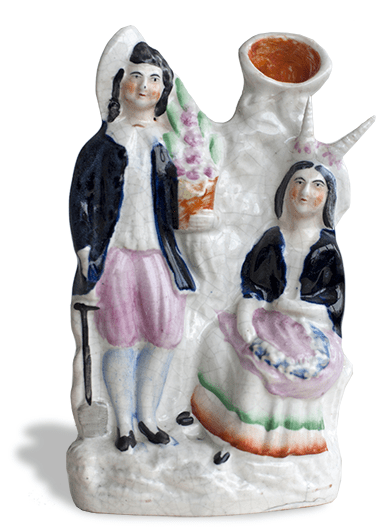 Hand painted ceramic, entitled 'After The Marriage She Could No Longer Hide Her Horns'