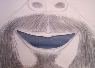 Drawing of smiling bearded face