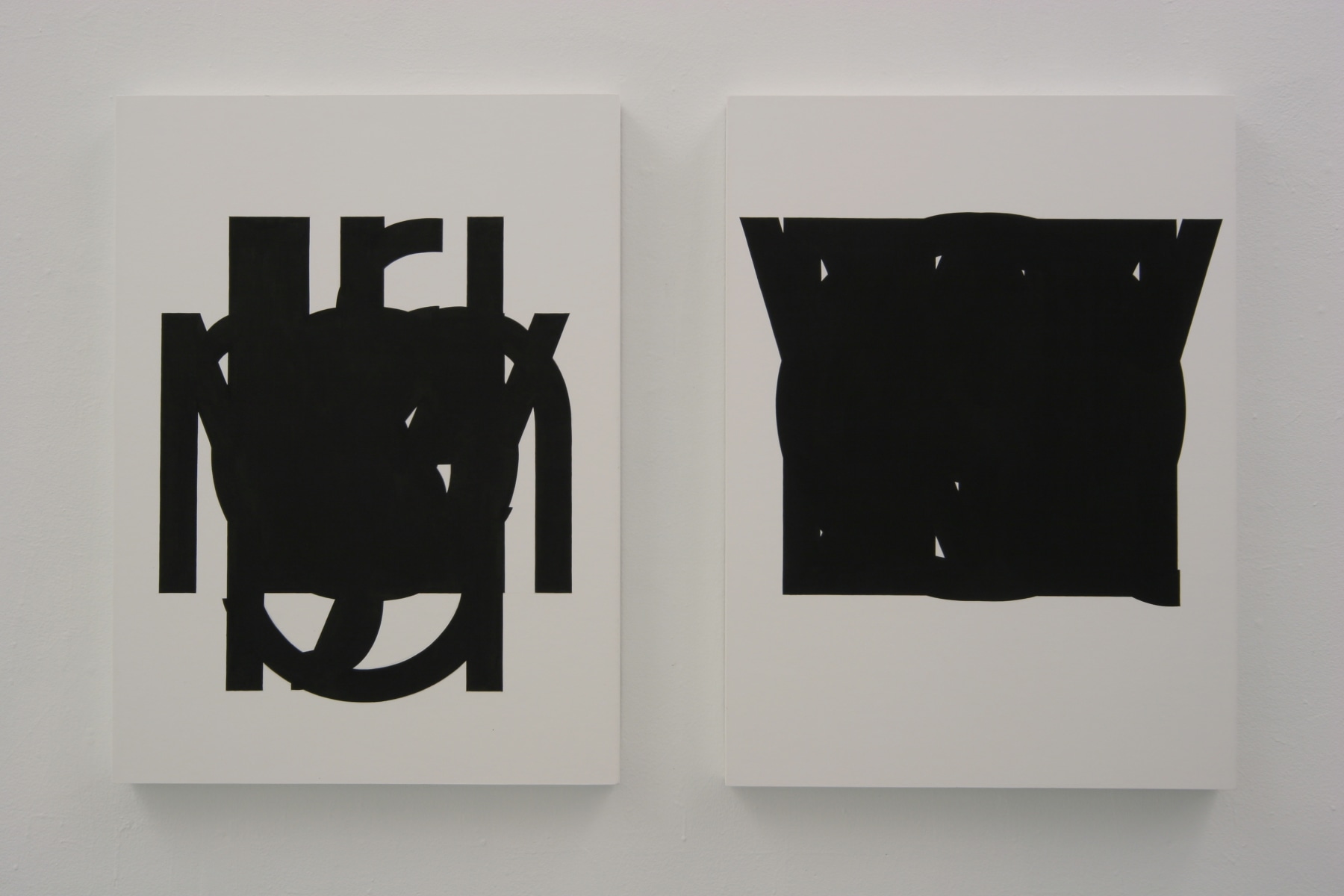 Tauba Auerbach, framed pieces with wording obscured by black blocking