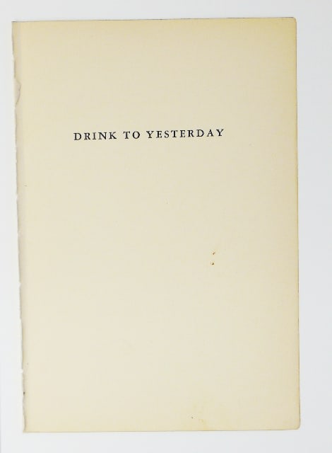 Book cover, reading 'drink to yesterday'