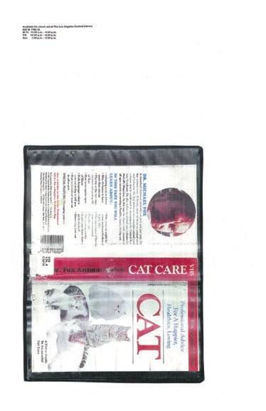 Scan of 'cat care' VHS cover