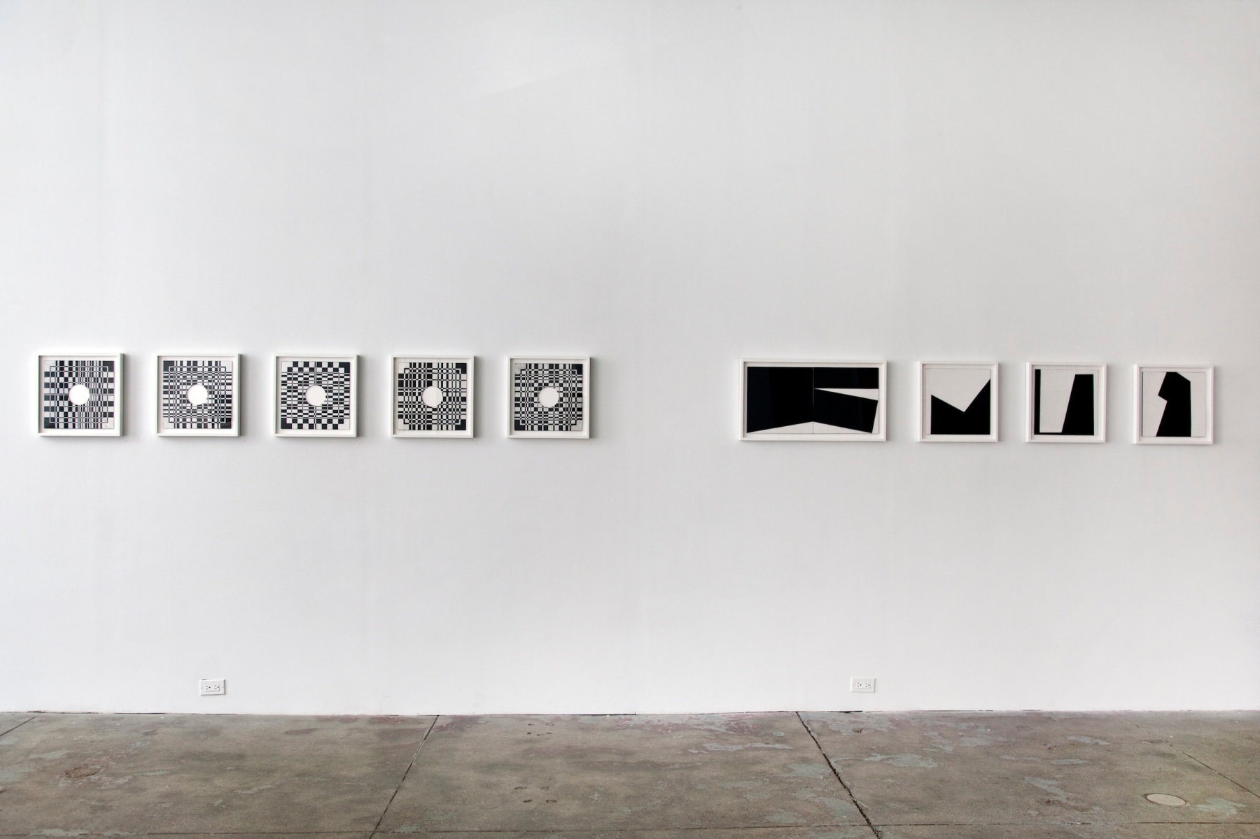 Installation view of B&amp;W abstracts