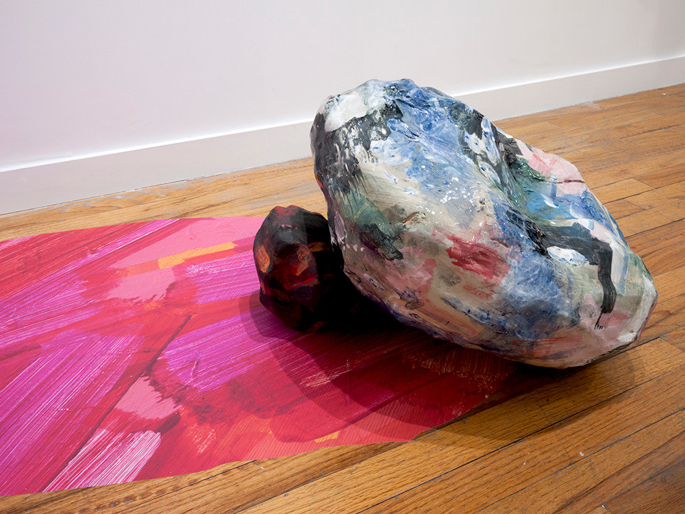 Rachael Gorchov Rock Cloud, 2017 Glazed ceramic in 2 parts with digitally printed vinyl 13 x 47 x 18 in. / 33 x 119.4 x 45.7 cm. overall
