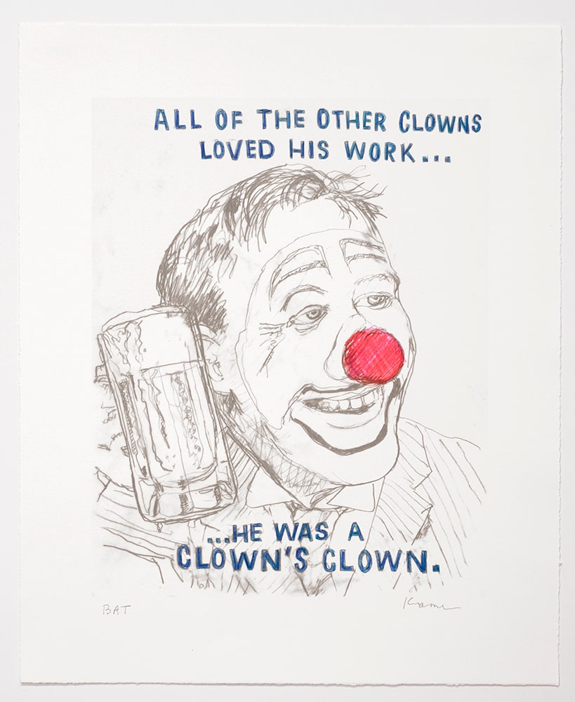 David Kramer Clown, 2019 Lithograph with hand-coloring Published by Owen James Gallery