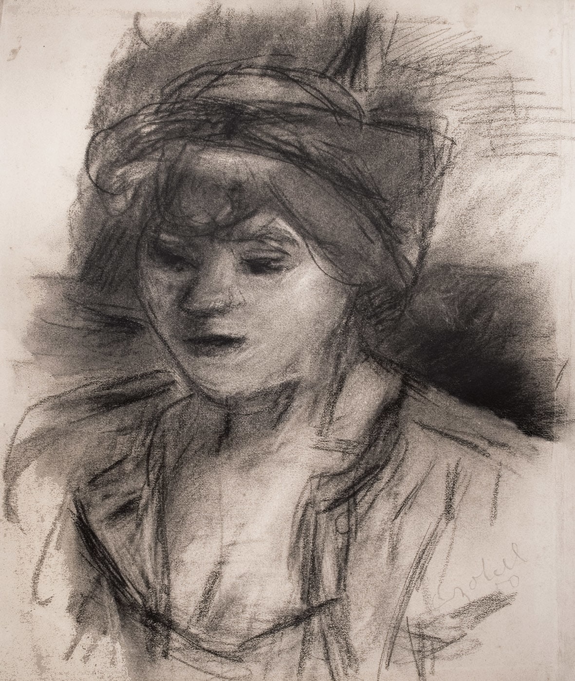 Portrait of a Girl with Scarf in Her Hair