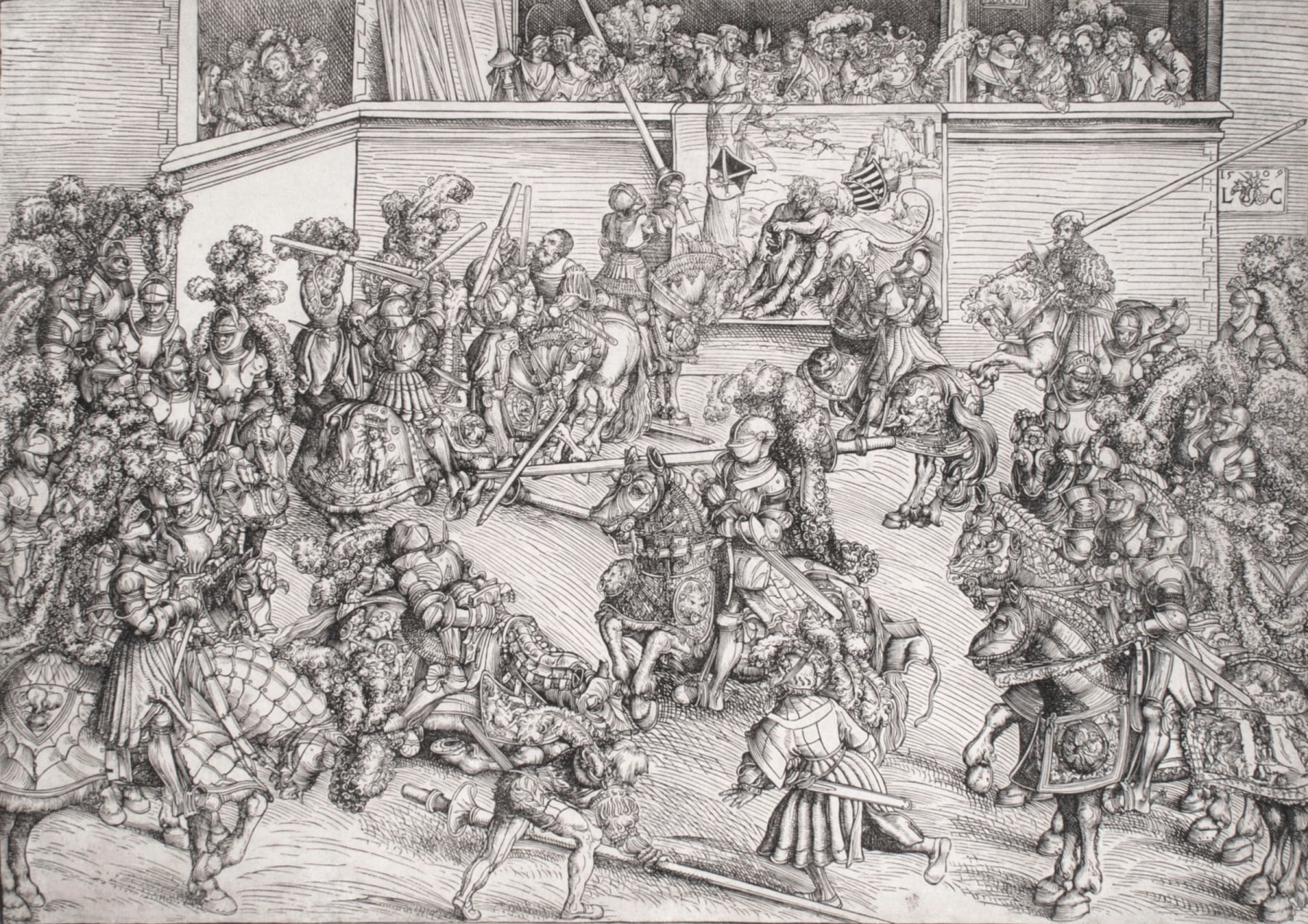 Lucas Cranach - The Second Tournament with the Tapestry of Samson and the Lion