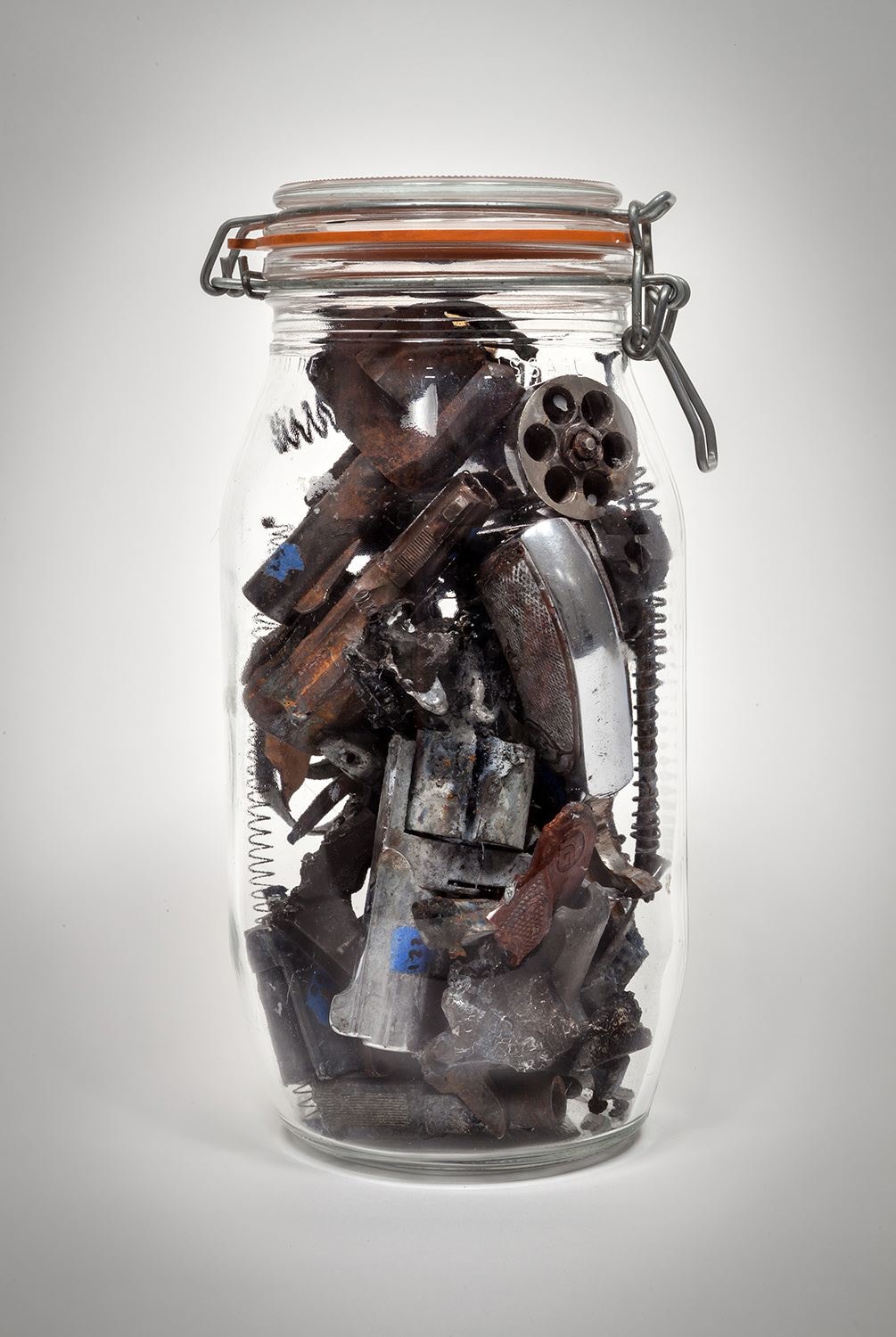 Robert C. Tannen, Specie-Men Gun Parts in a Bottle, 2014