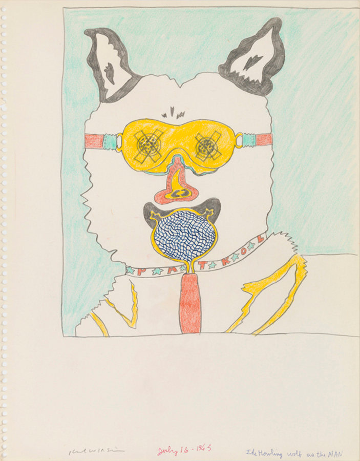 Untitled (Study for &quot;No Dogs Aloud&quot;), 1965, Ink, graphite and color pencil on paper