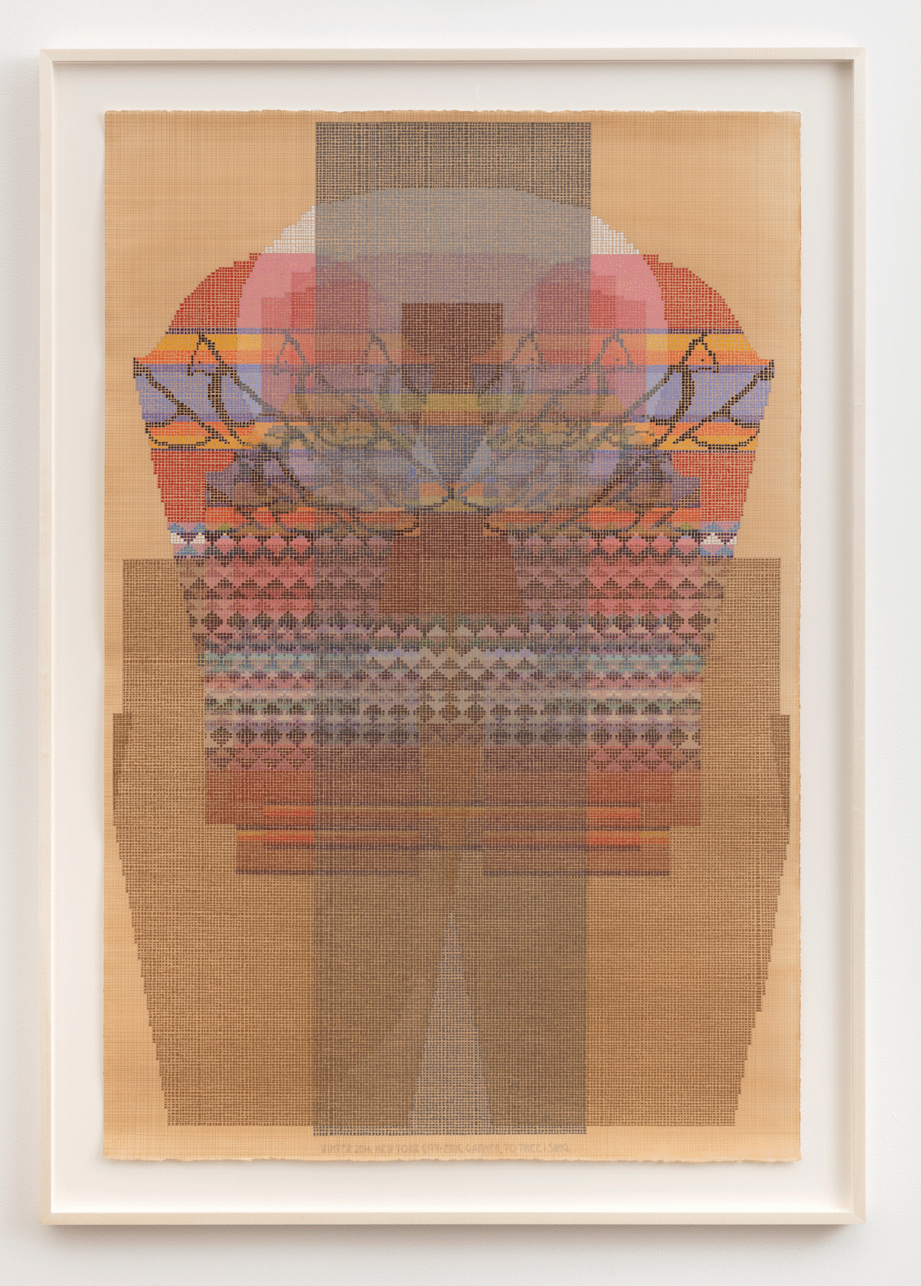 Winter 2014, New York City: Eric Garner, to Thee I Sing, 2021, gouache and graphite on tea-stained paper