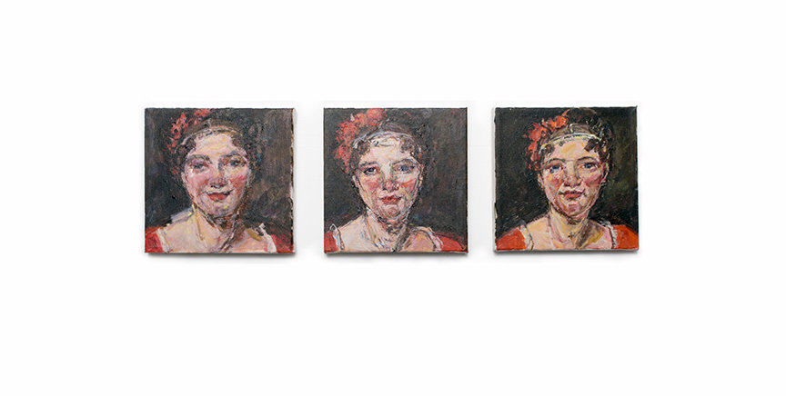 three paintings by Judy Glantzman