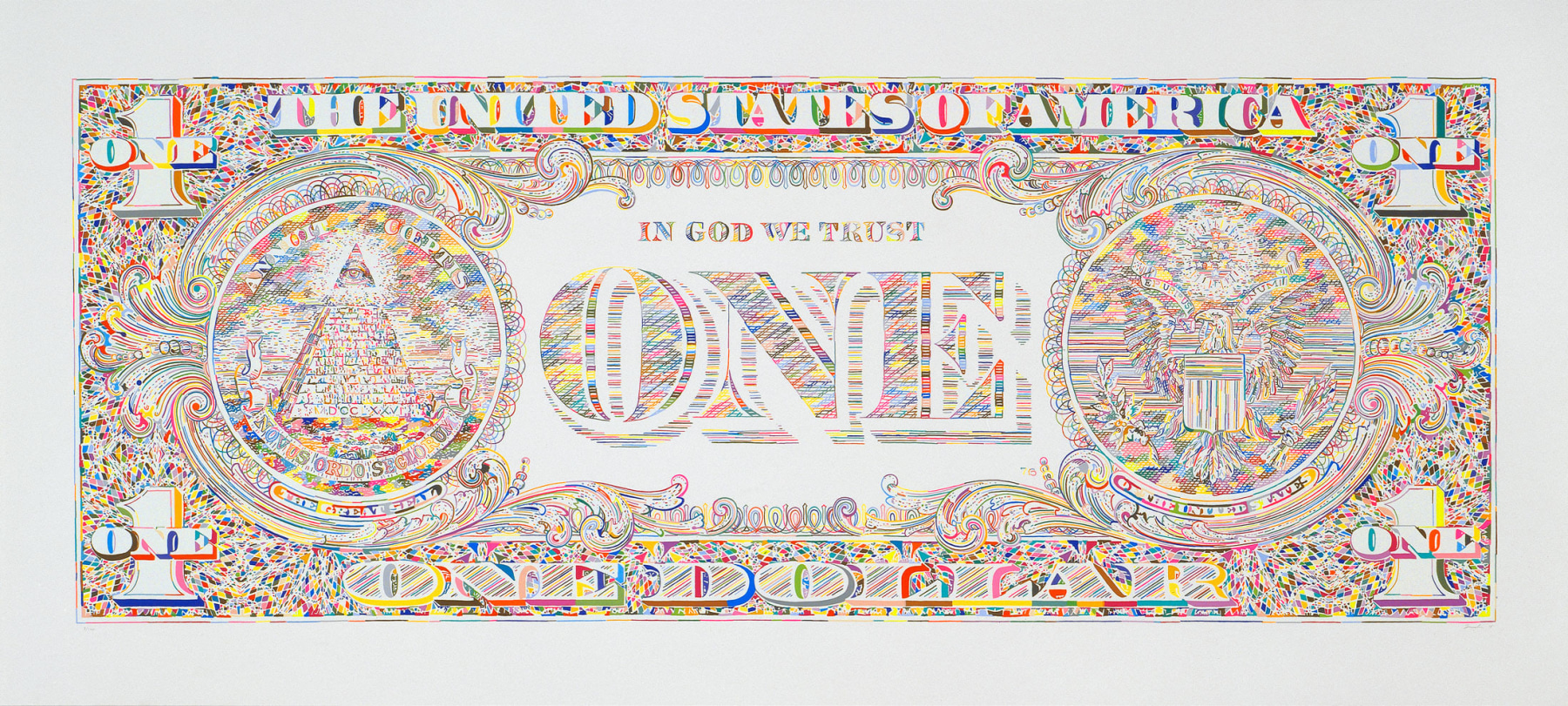 Tom Friedman, Untitled (dollar print, back), 2011,  Silkscreen print, Edition of 100