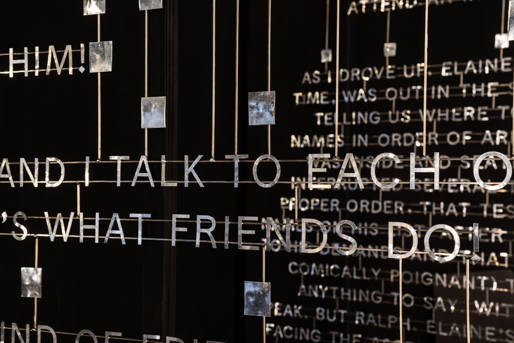 metal text sculpture