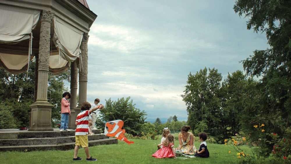 Woman and children on picnic