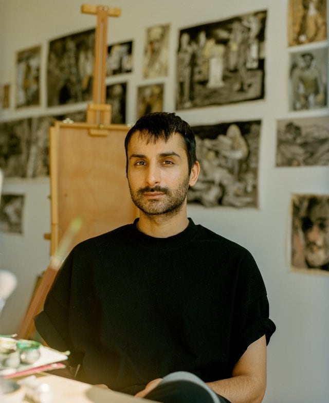 portrait of Salman Toor in his studio