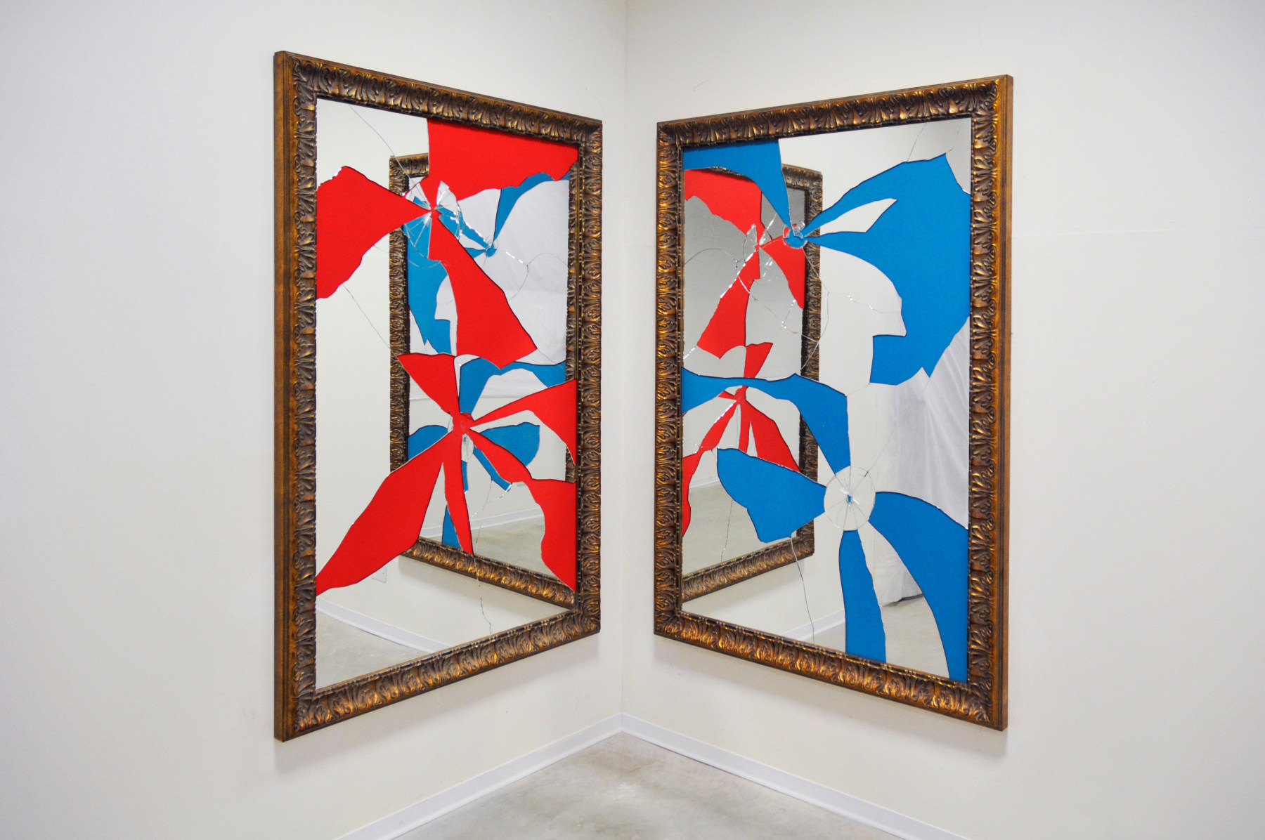Two Less One Colored, 2015, Mirror, gilded wood