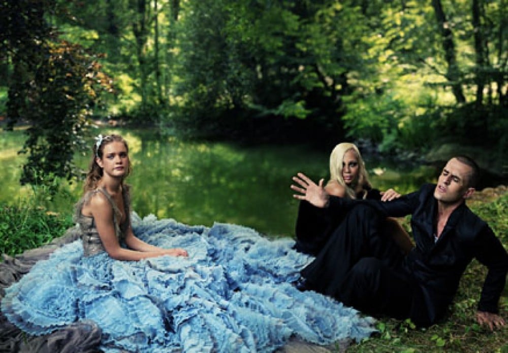 ANNIE LEIBOVITZ, Alice in Wonderland, Donatella Versace and Rupert Everett with Natalia, Paris, 2003