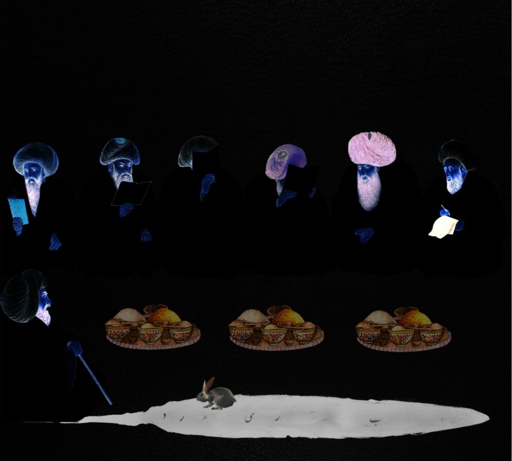 FARIDEH LASHAI, Keep Your Interior Empty of Food that You Mayest Behold Therein the Light of Interior (video still), 2010-2012