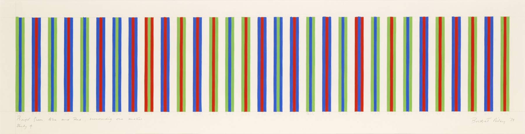 Bridget Riley, Bright Green, Blue and Red, Surrounding One Another, Study 4,&nbsp;1973